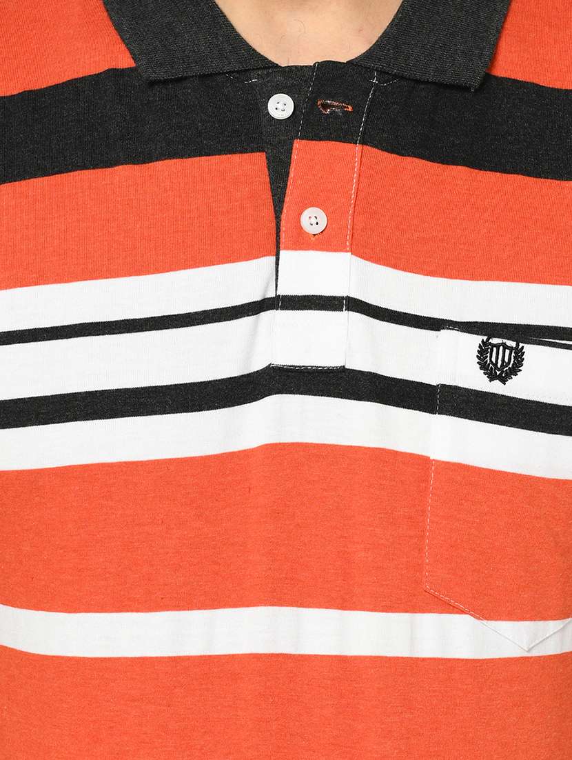 orange striped polo t-shirt - 17752094 - Standard Image - 4