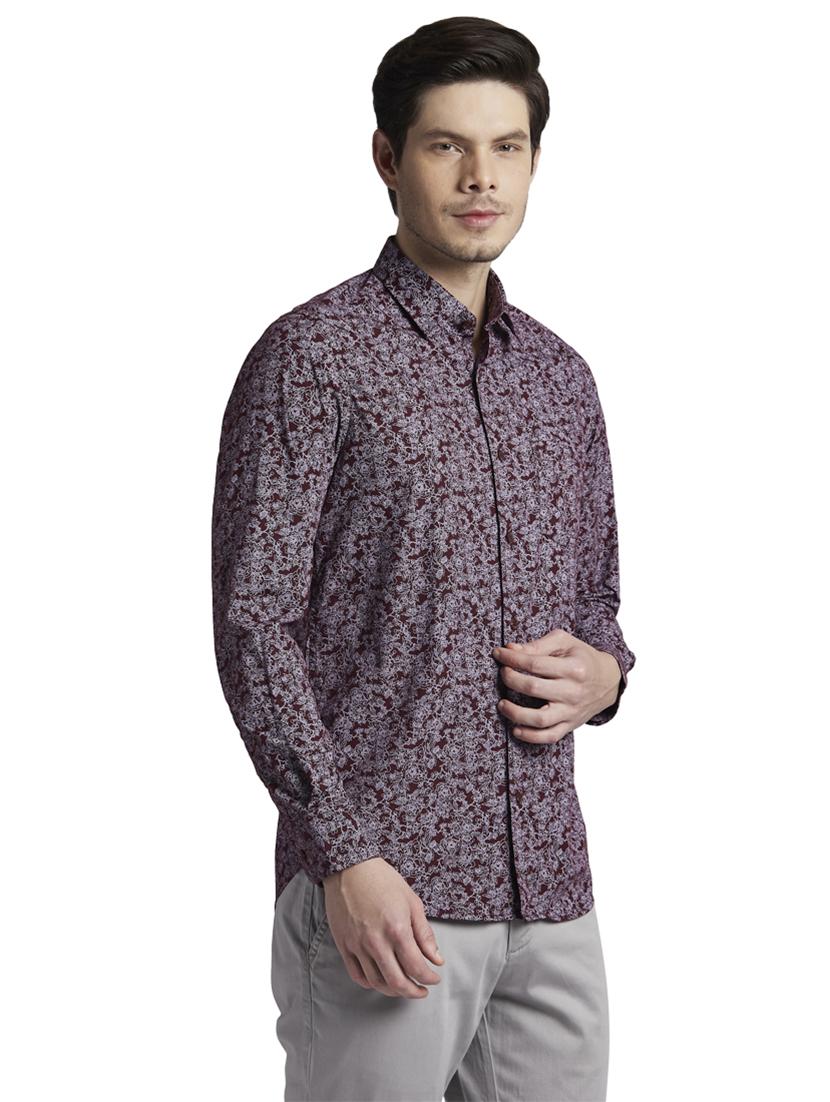 maroon printed casual shirt - 17752317 - Standard Image - 1