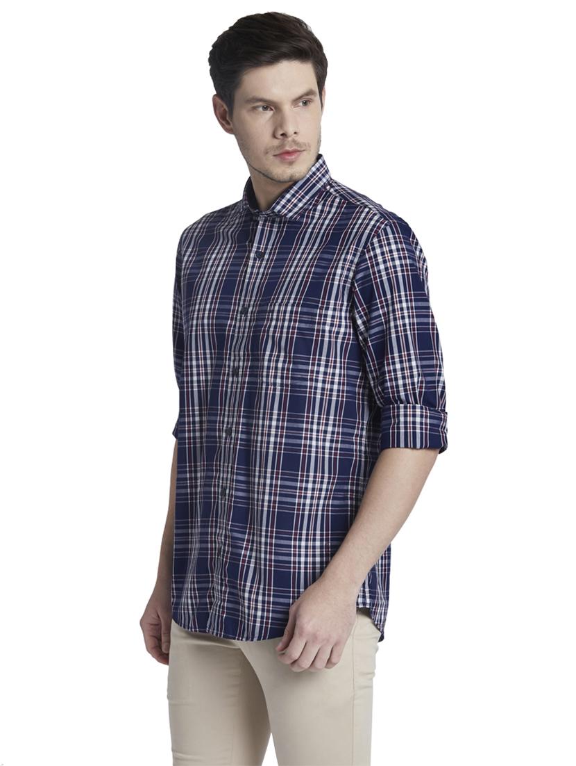 navy blue checkered casual shirt - 17752323 -  Standard Image - 1