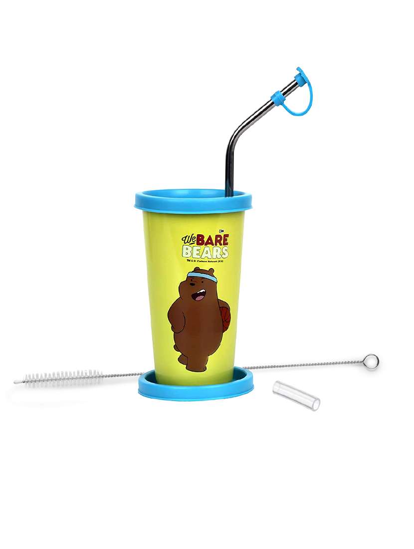 pddfalcon steel cn1 straw green glass with firozi lid- 370ml