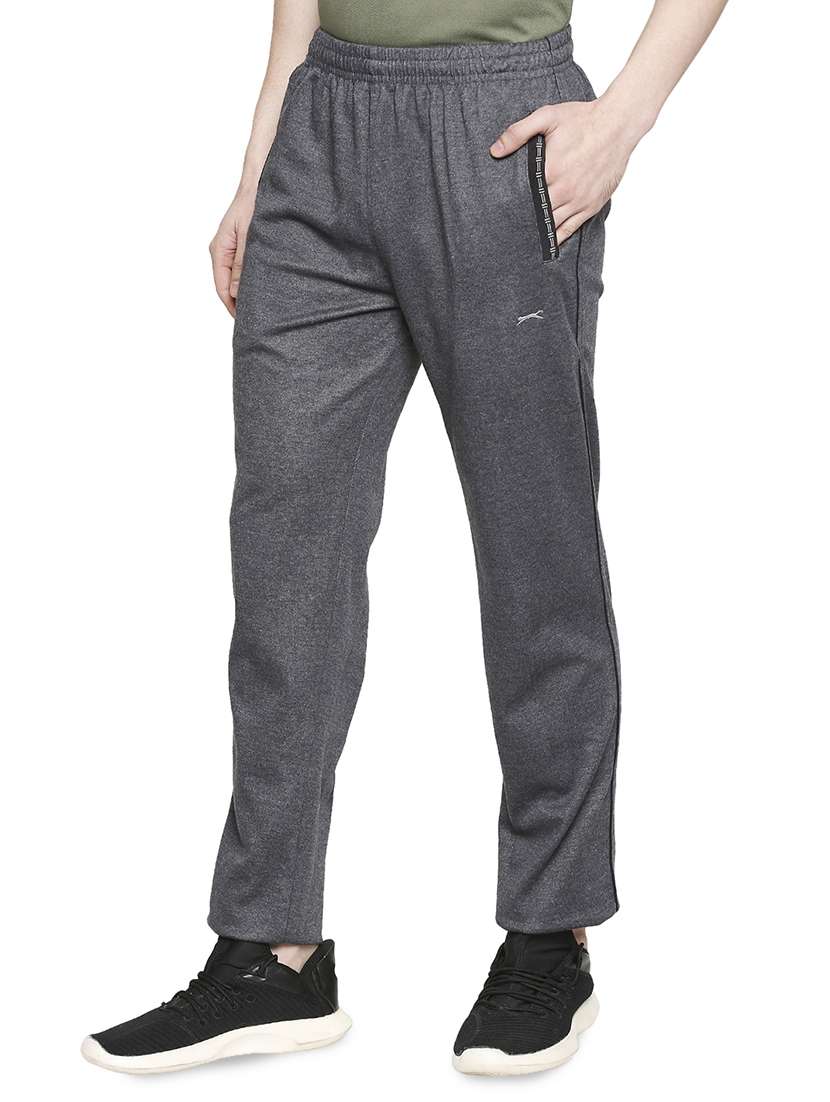 grey solid full length track pant - 17753259 -  Standard Image - 1