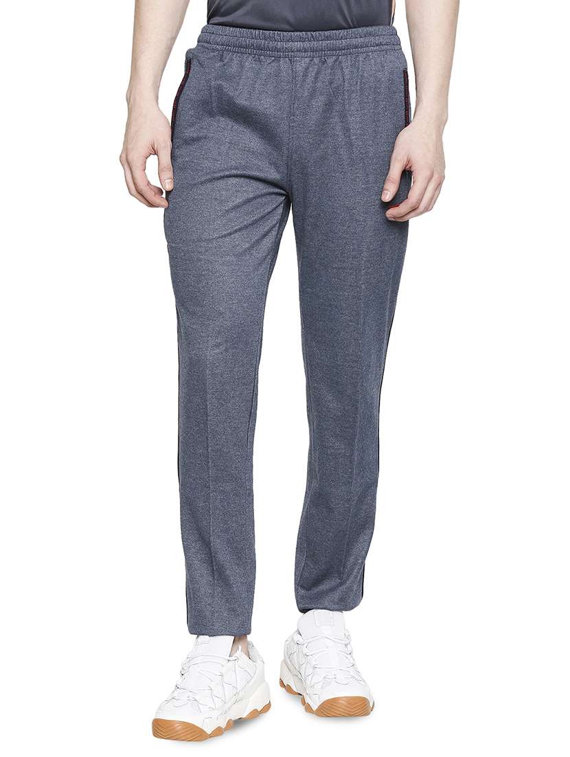 blue solid full length track pant