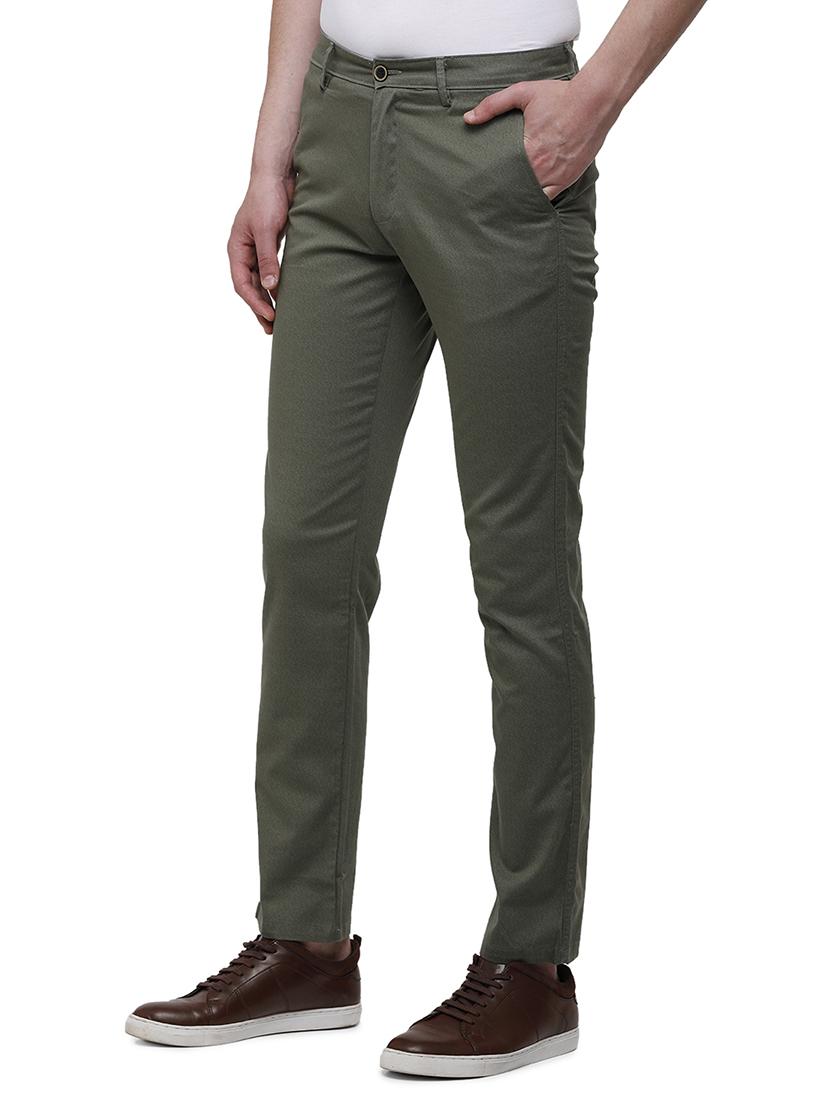 olive-green solid casual trouser - 17753268 - Standard Image - 1