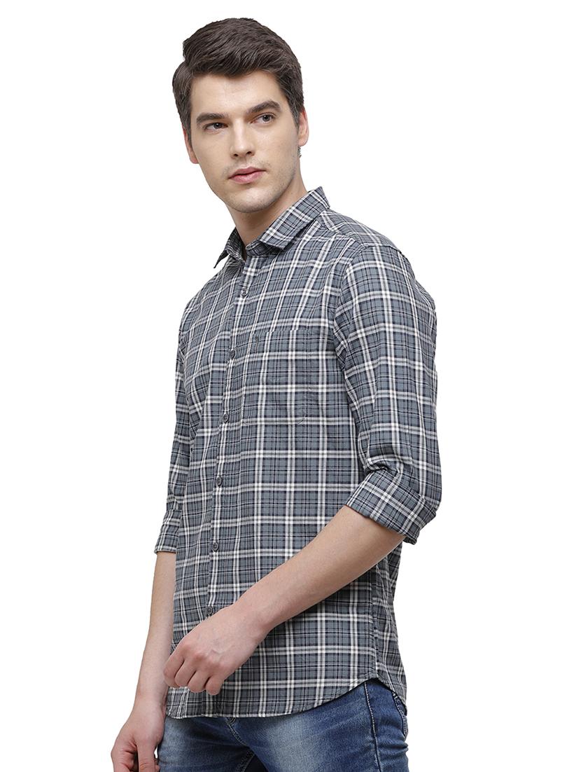 grey checkered casual shirt - 17753277 - Standard Image - 1
