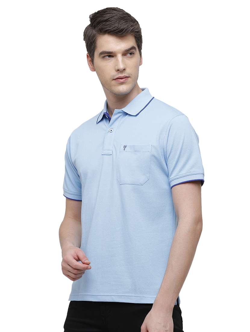 light blue solid polo t-shirt - 17753292 -  Standard Image - 1