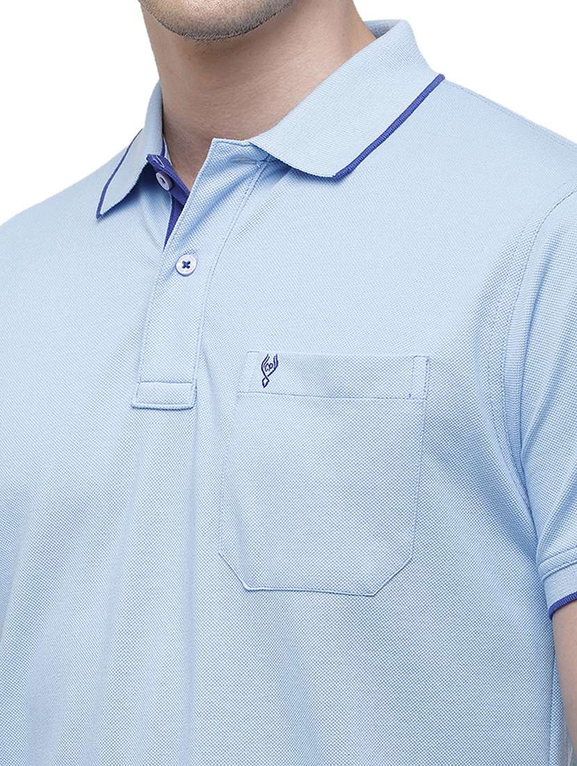 light blue solid polo t-shirt - 17753292 -  Standard Image - 4