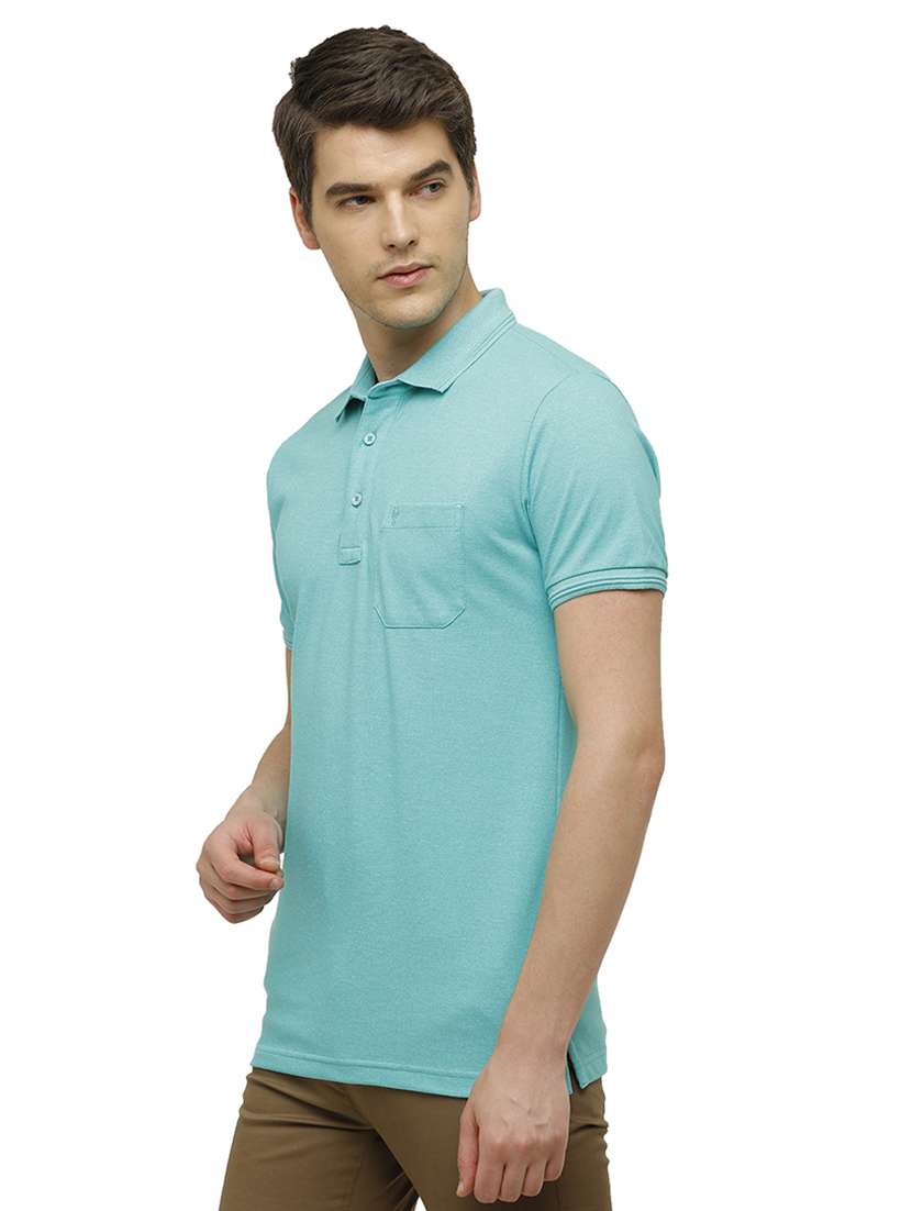 turquoise melange polo t-shirt - 17753296 -  Standard Image - 1