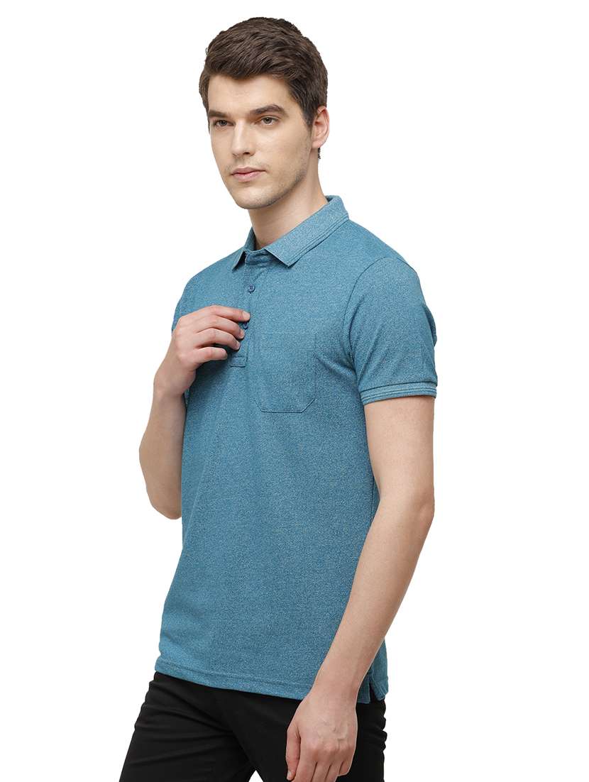 blue melange polo t-shirt - 17753300 -  Standard Image - 1