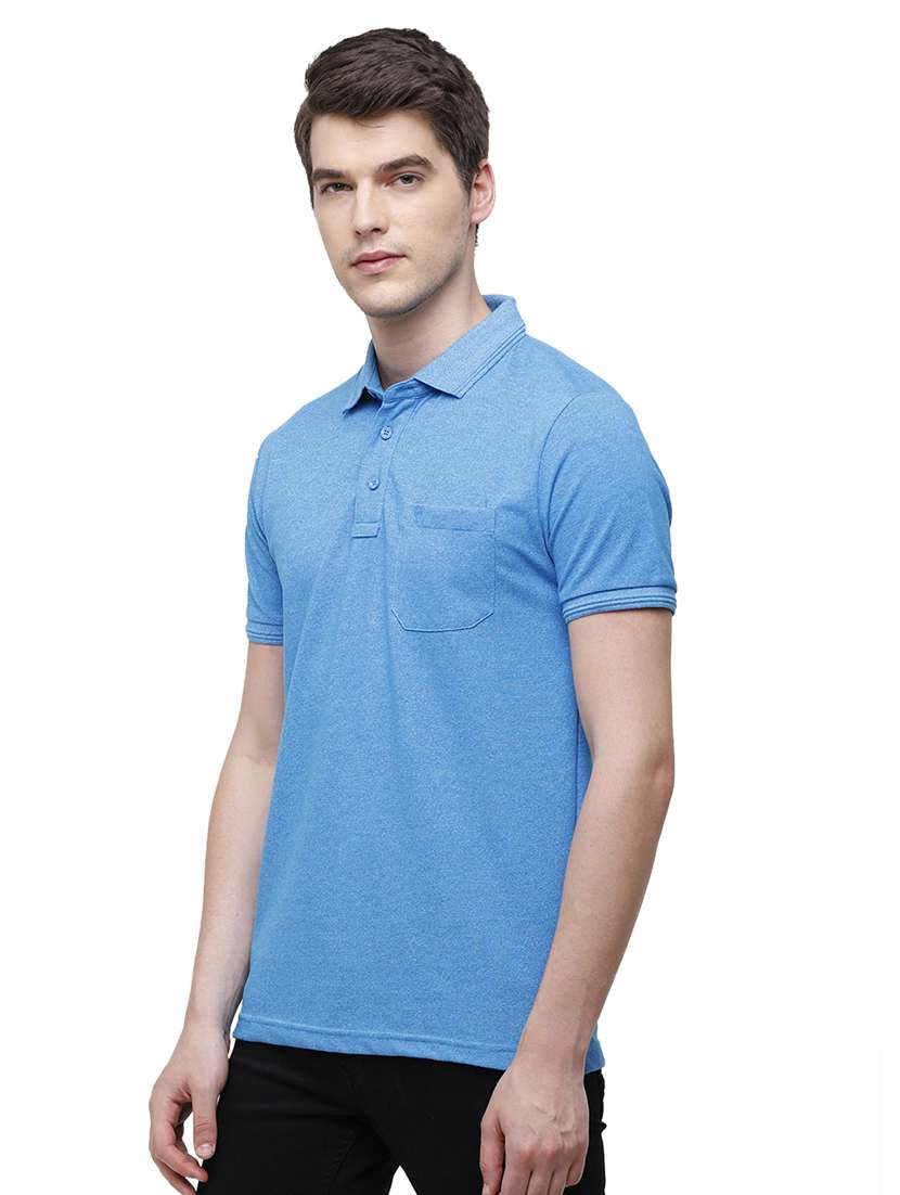 blue melange polo t-shirt - 17753301 -  Standard Image - 1