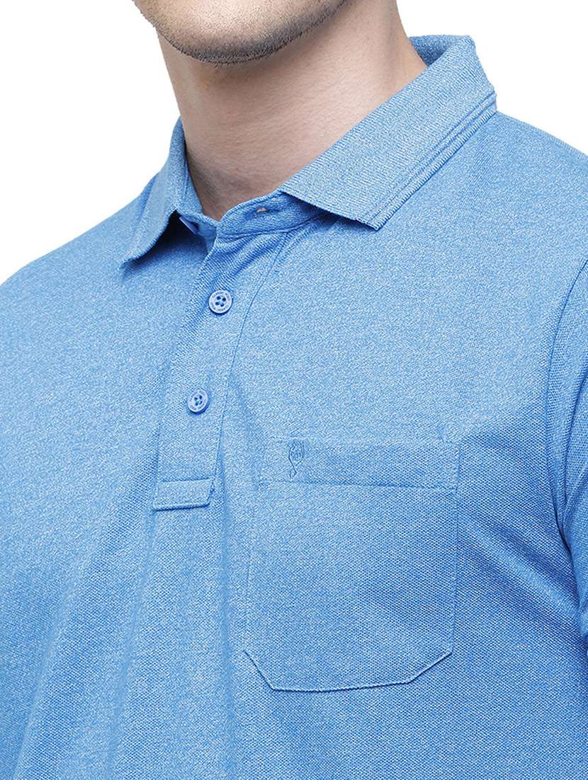 blue melange polo t-shirt - 17753301 -  Standard Image - 4