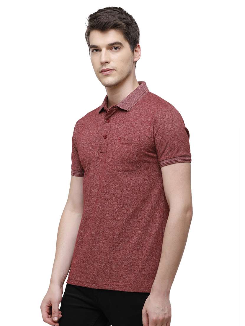 maroon melange polo t-shirt - 17753302 -  Standard Image - 1