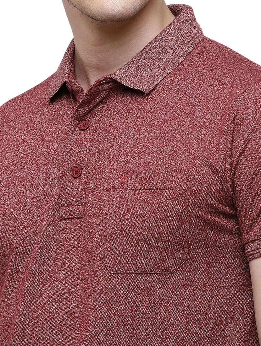maroon melange polo t-shirt - 17753302 -  Standard Image - 4