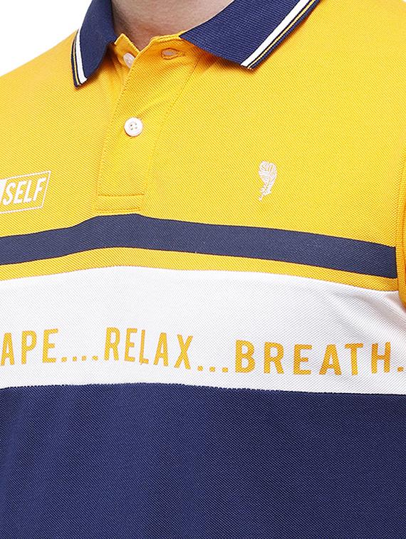 navy-blue color-blocked polo t-shirt - 17753310 - Standard Image - 4