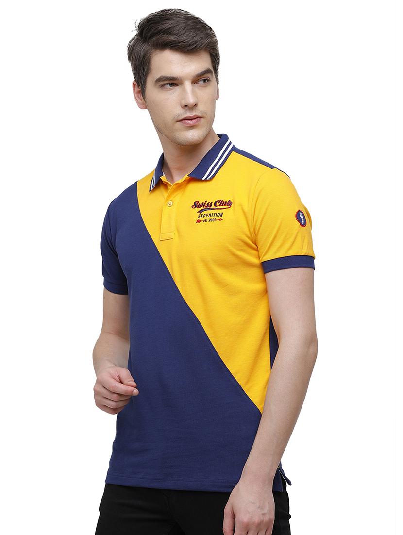 navy-blue color-blocked polo t-shirt - 17753311 - Standard Image - 1