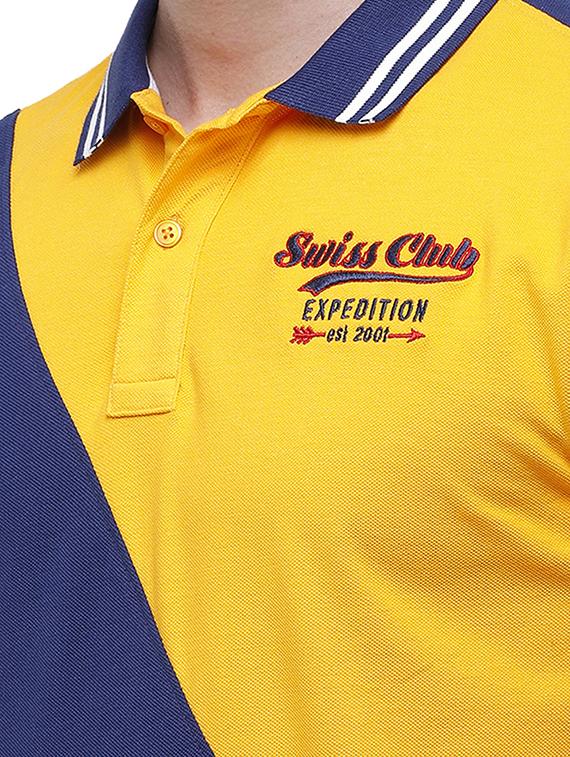 navy-blue color-blocked polo t-shirt - 17753311 - Standard Image - 4