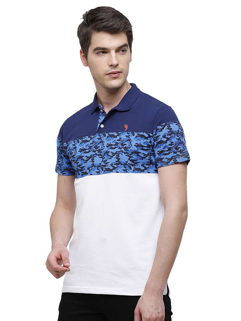 white color-blocked polo t-shirt - 17753312 -  Standard Image - 1