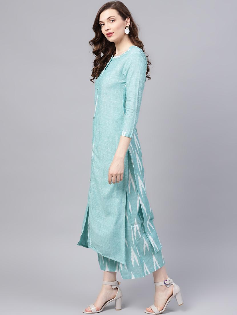 turquoise kurta palazzo set - 17754115 - Standard Image - 1