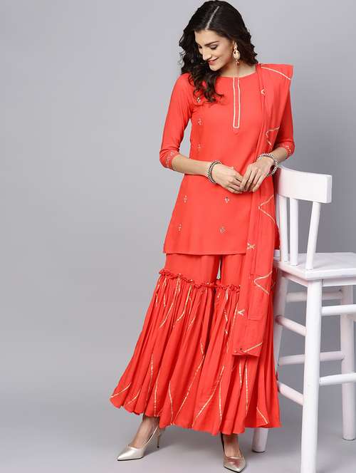 solid kurta sharara set - 17754116 -  Standard Image - 0