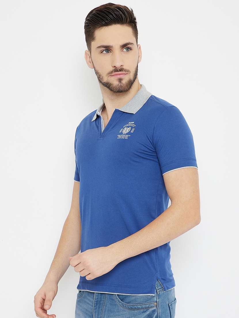 blue solid polo t-shirt - 17754204 -  Standard Image - 1
