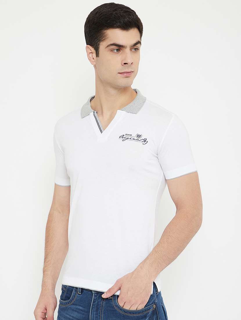 white solid polo t-shirt - 17754206 - Standard Image - 1