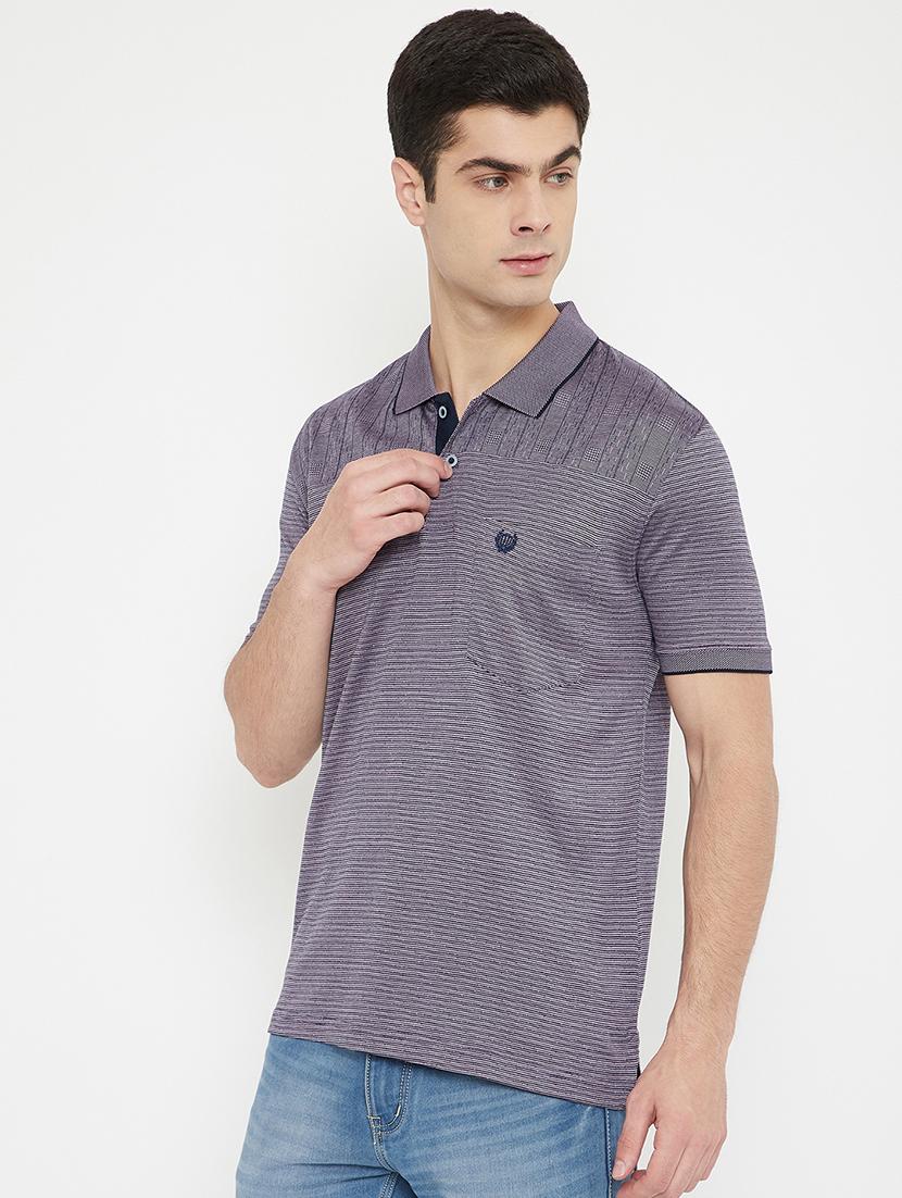 purple striped polo t-shirt - 17754219 - Standard Image - 1