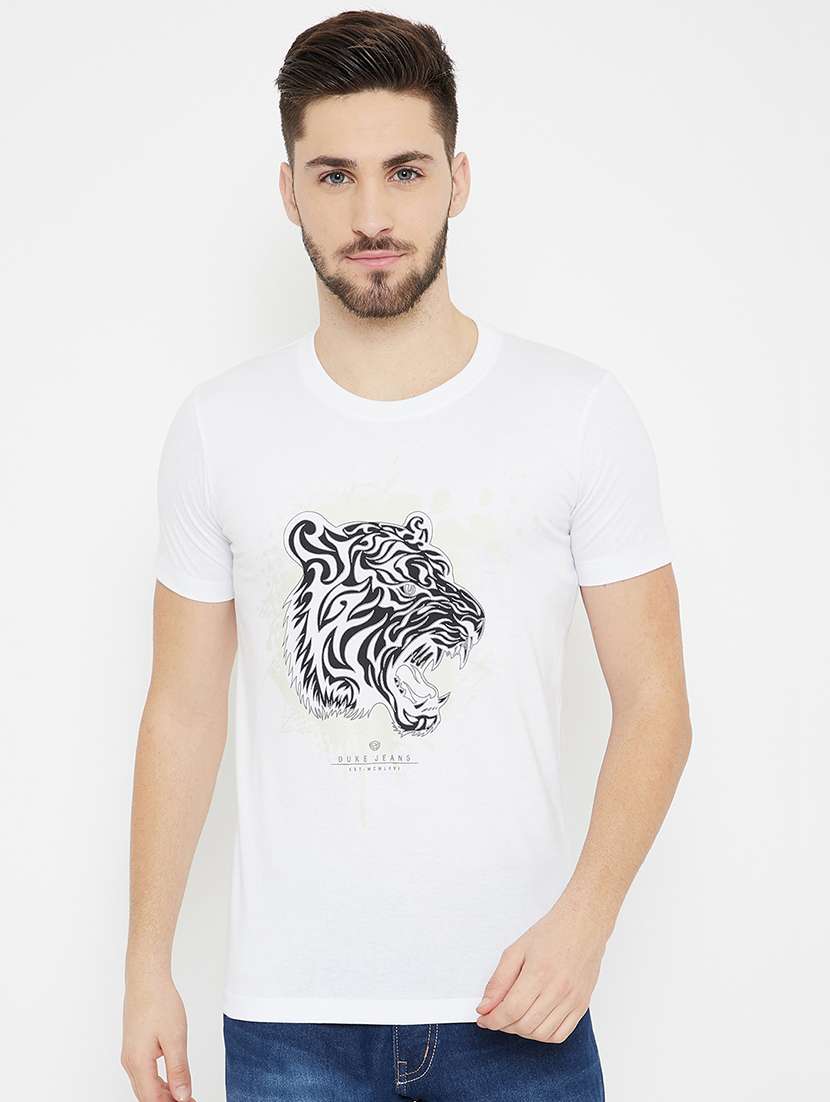men front print short sleeve t-shirt