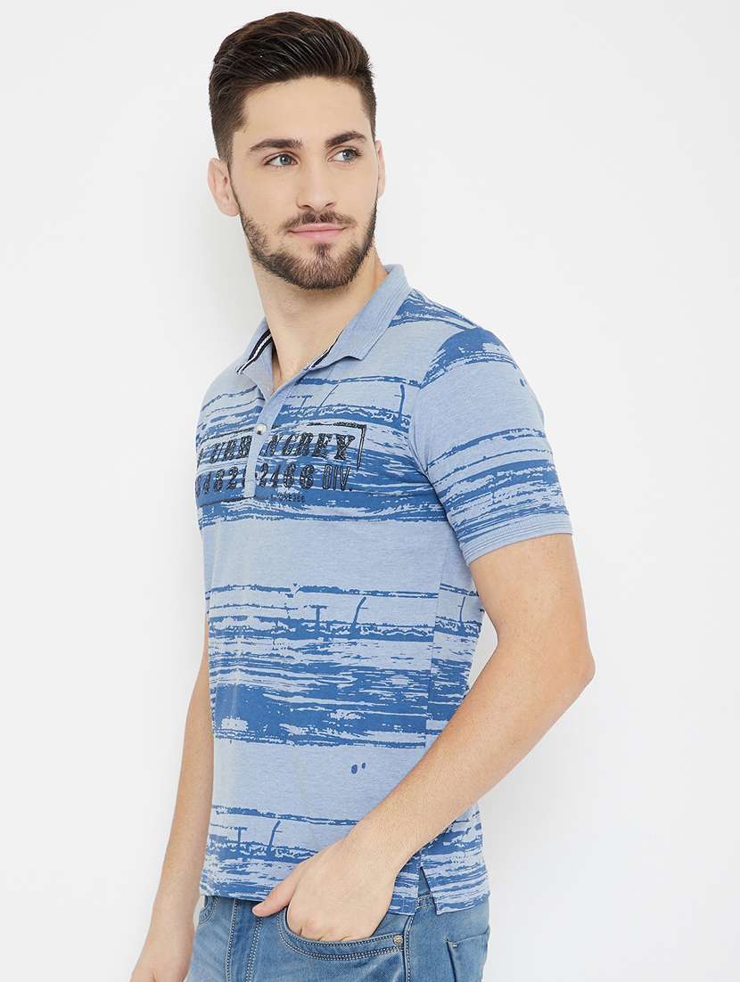 blue striped polo t-shirt - 17754268 -  Standard Image - 1