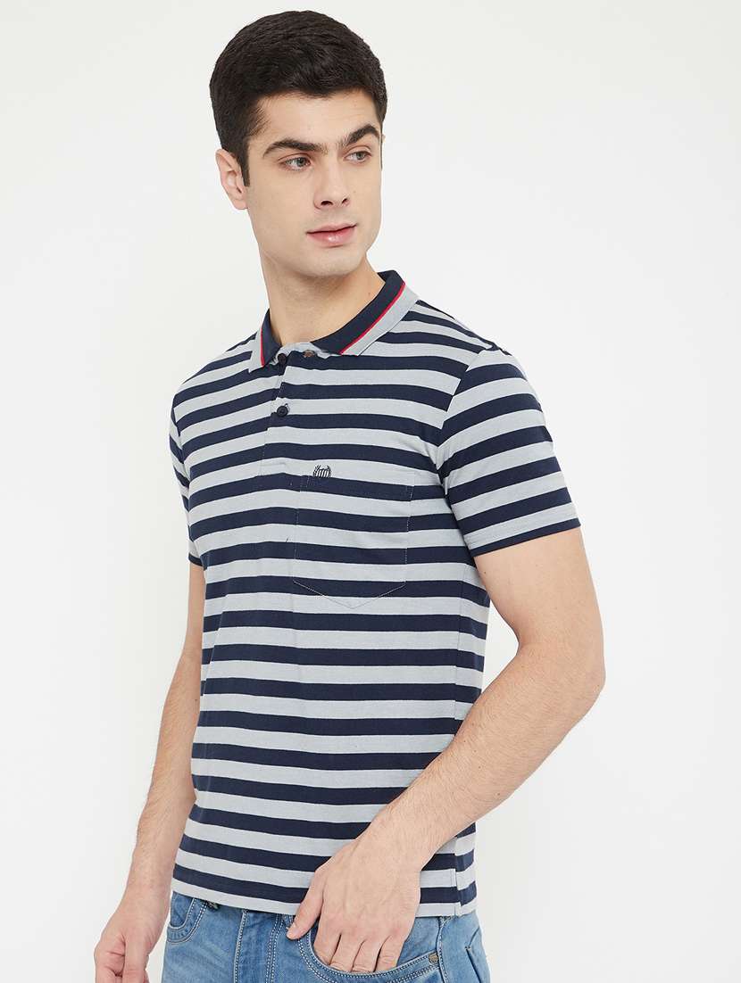 blue striped polo t-shirt - 17754317 -  Standard Image - 1