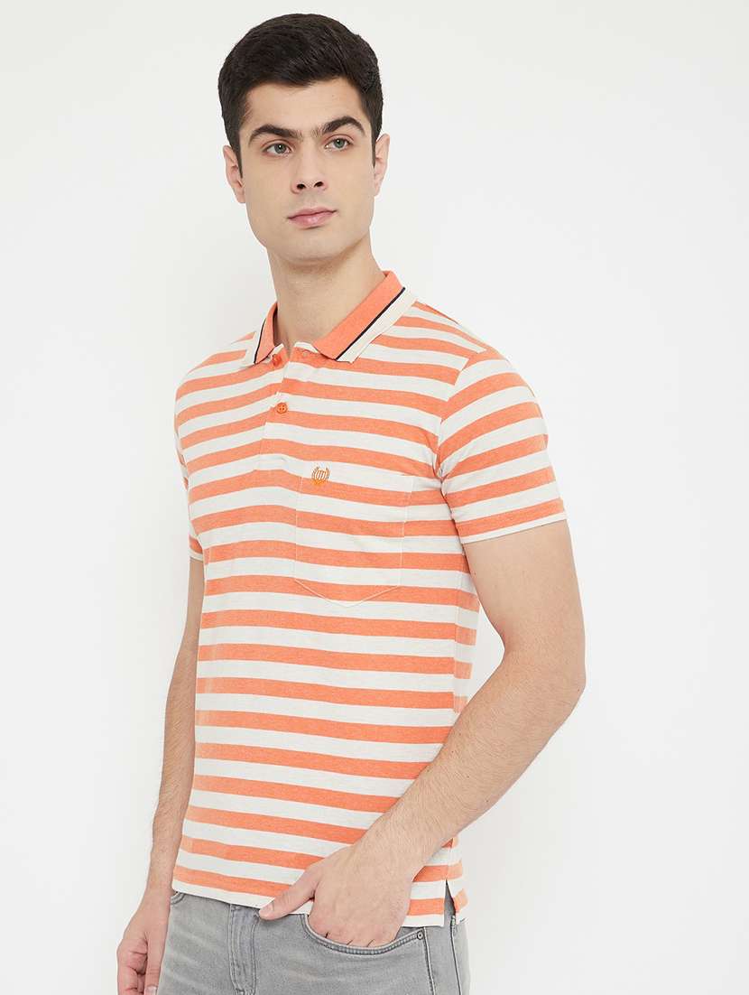 orange striped polo t-shirt - 17754318 -  Standard Image - 1