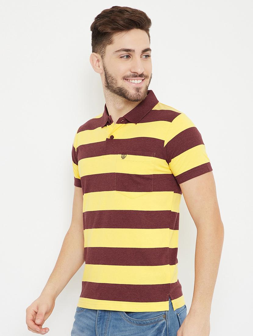 yellow striped polo t-shirt - 17754321 - Standard Image - 1