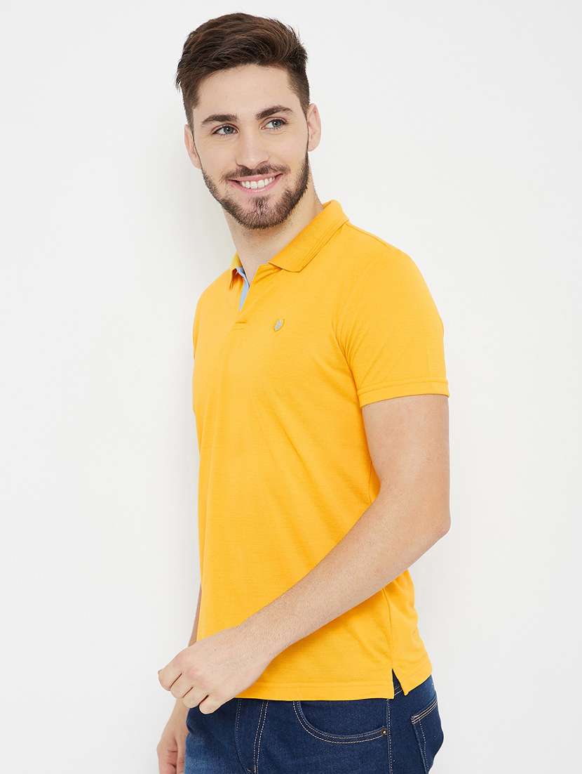 yellow solid polo t-shirt - 17754334 - Standard Image - 1