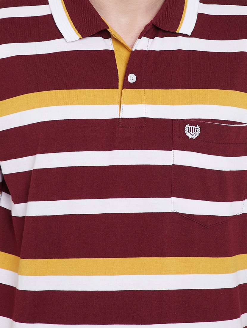 maroon striped polo t-shirt - 17754547 - Standard Image - 4