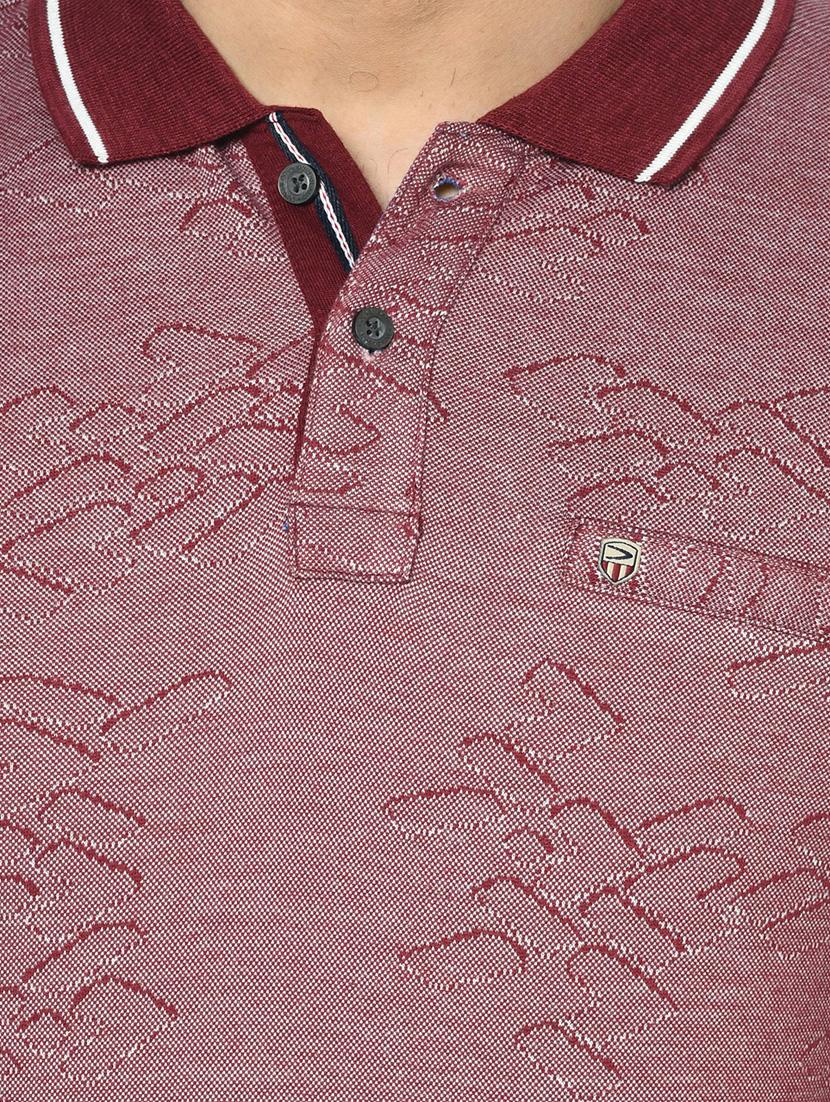 maroon self design polo t-shirt - 17754551 - Standard Image - 4