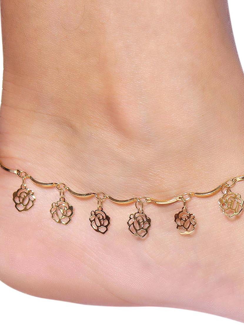gold metal anklets and payal - 17755325 - Standard Image - 1