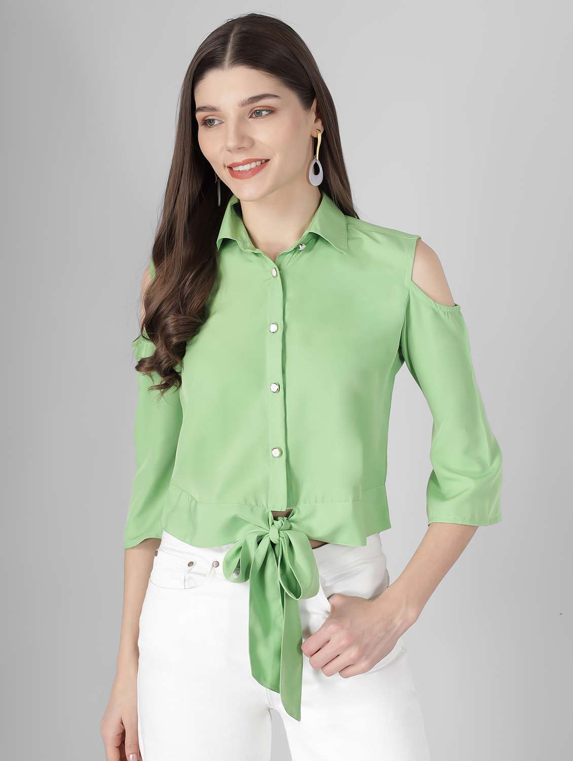 cold shoulder solid shirt