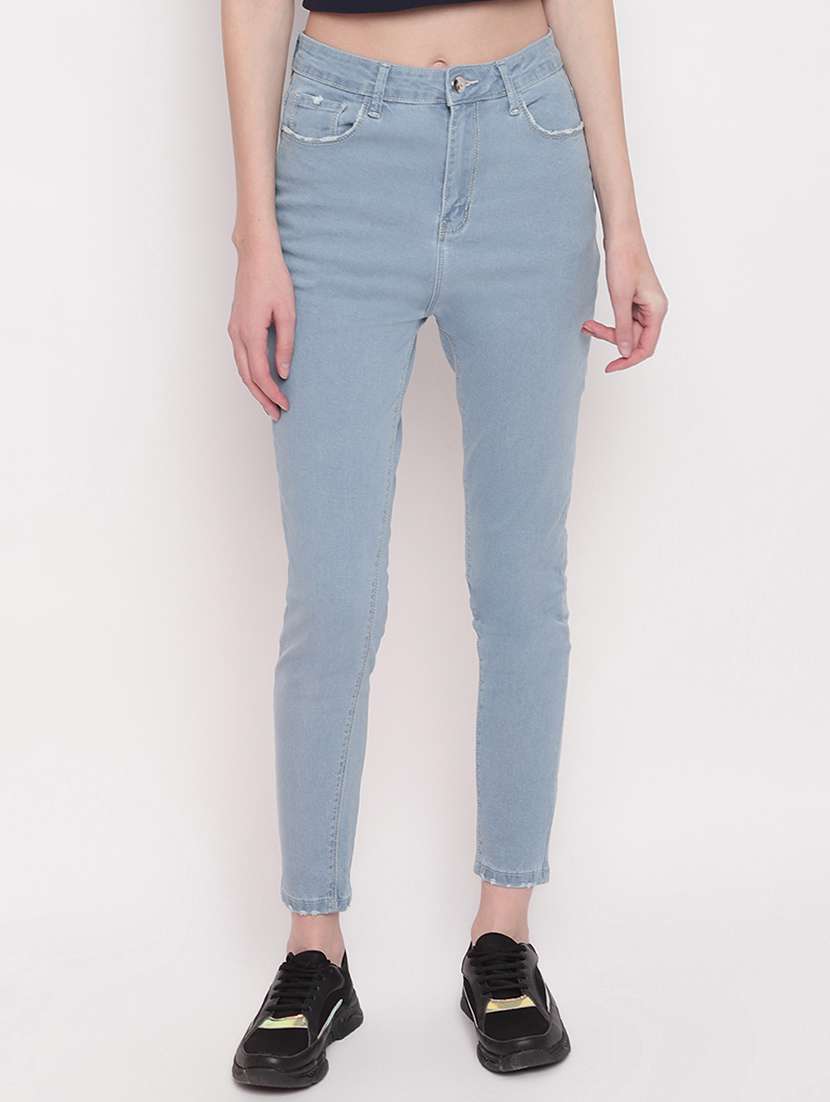 high rise plain denim jeans 