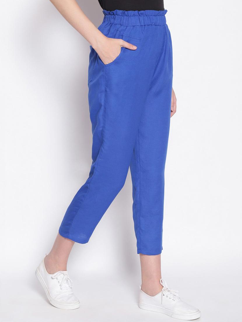 solid blue flat front trouser - 17756132 -  Standard Image - 1