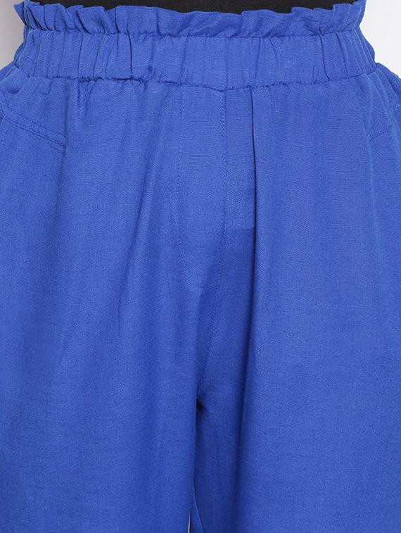 solid blue flat front trouser - 17756132 - Standard Image - 4