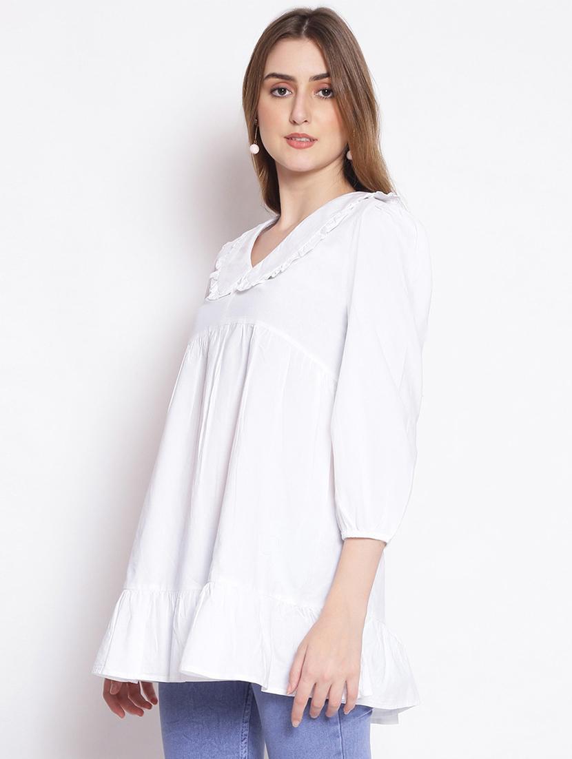 frill detail solid tunic - 17756200 - Standard Image - 1