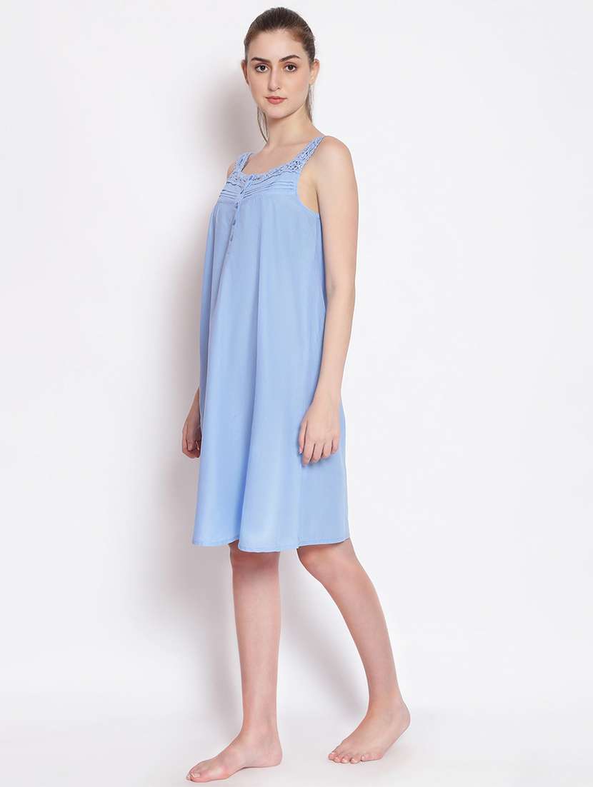 lace detail solid sleepshirt - 17756206 - Standard Image - 1