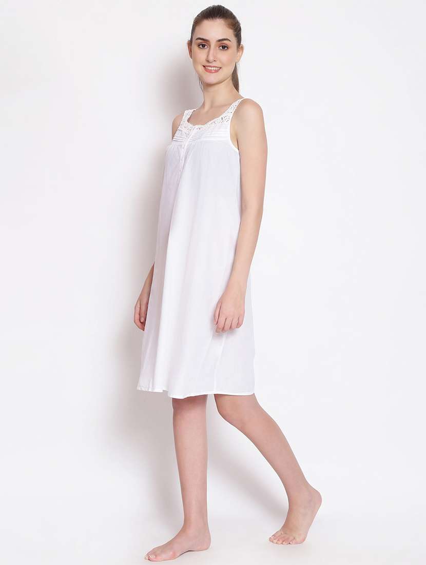 lace detail solid sleepshirt - 17756208 - Standard Image - 1