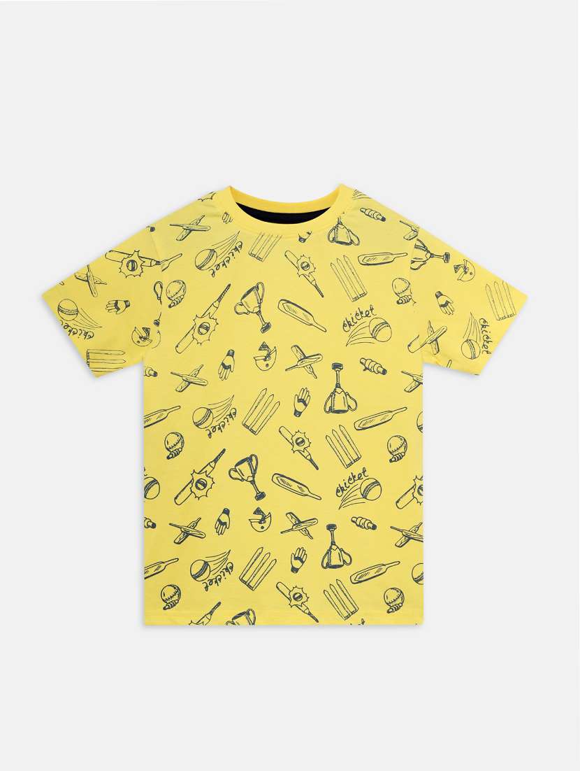 yellow printed t-shirt