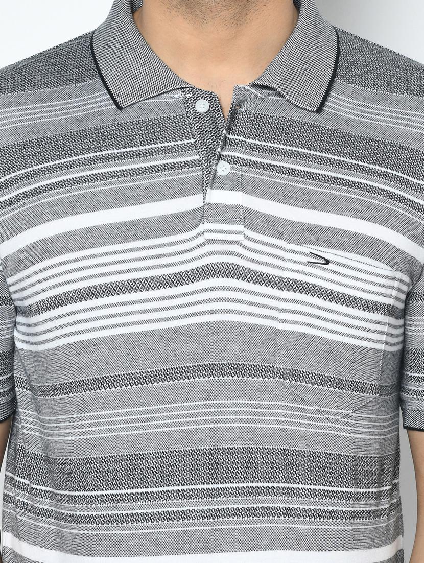 grey striped polo t-shirt - 17756375 - Standard Image - 4