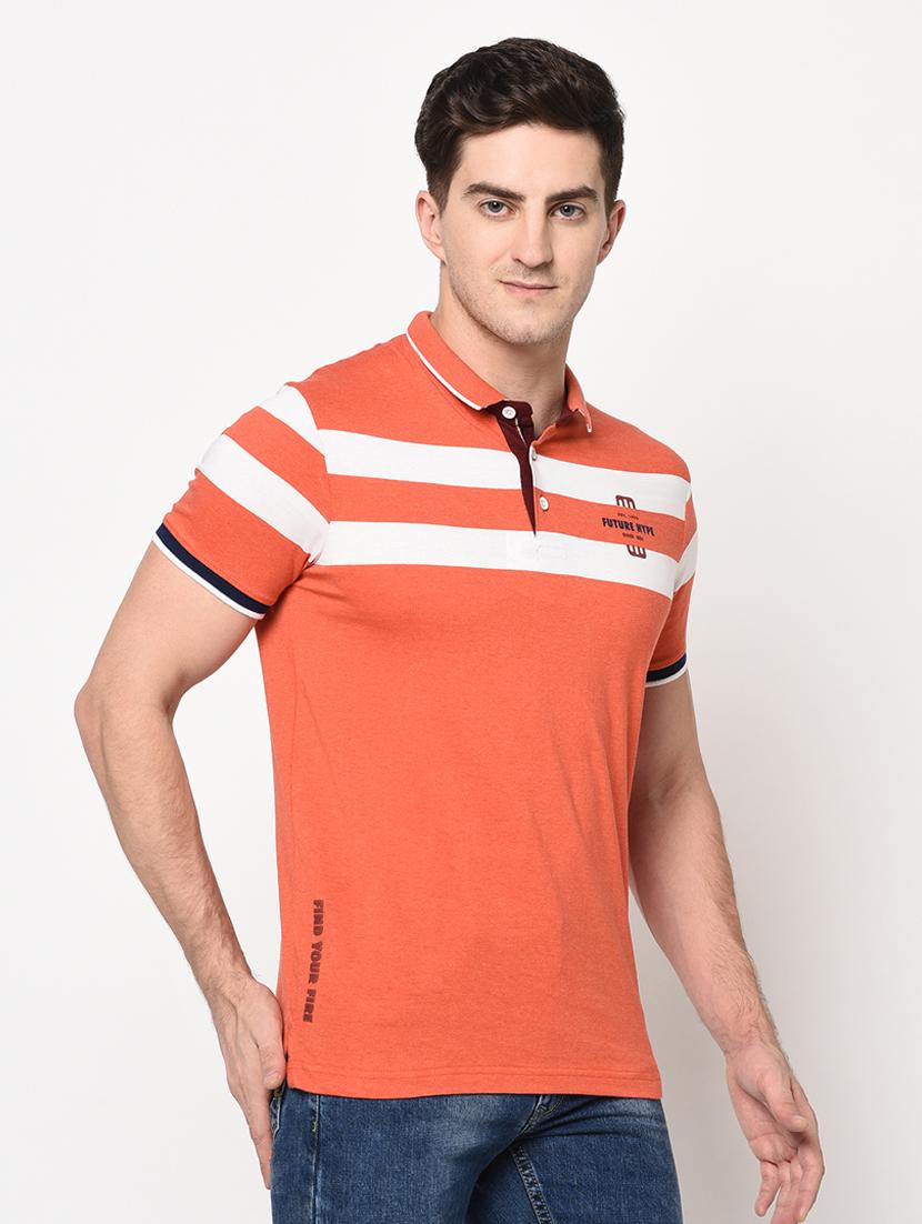 orange striped polo t-shirt - 17756402 - Standard Image - 1