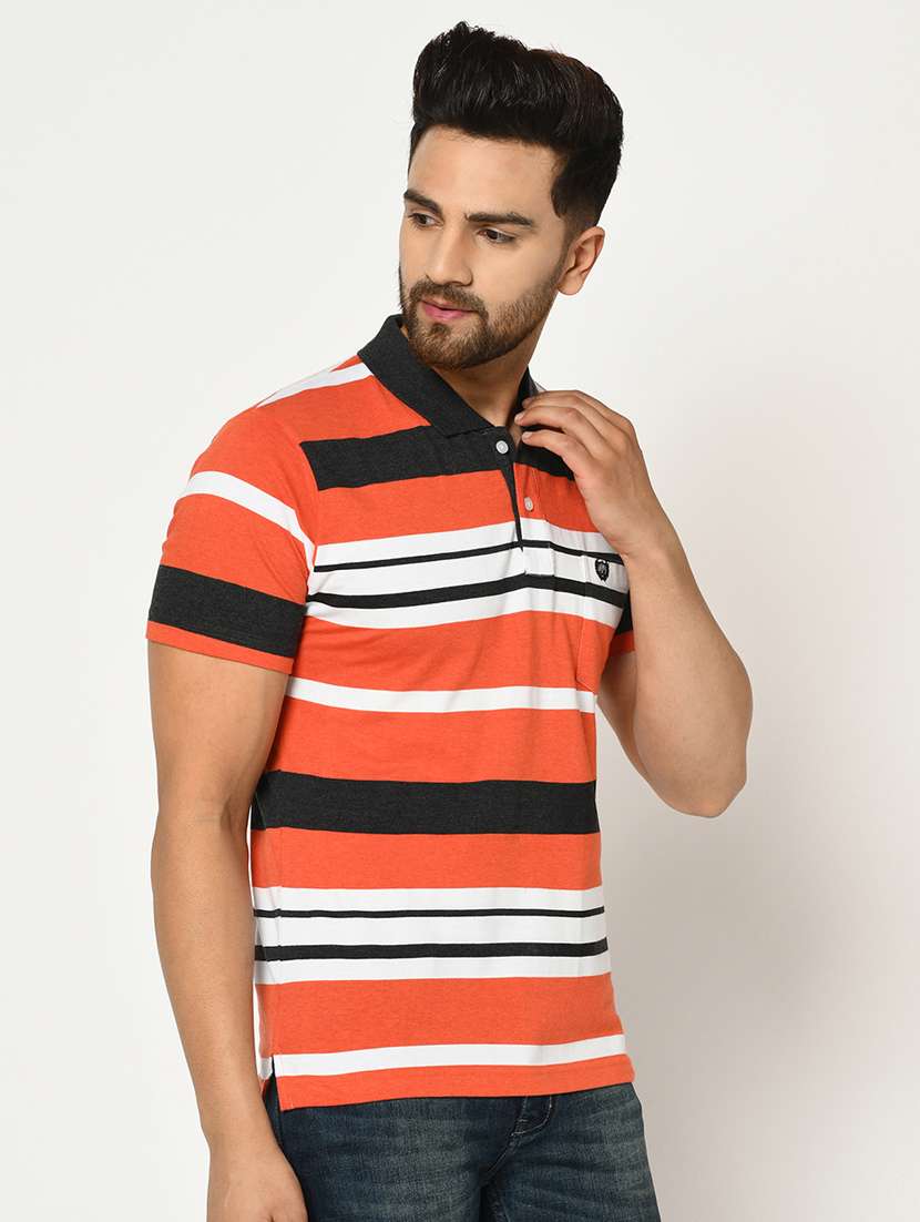 orange striped polo t-shirt - 17756429 - Standard Image - 1
