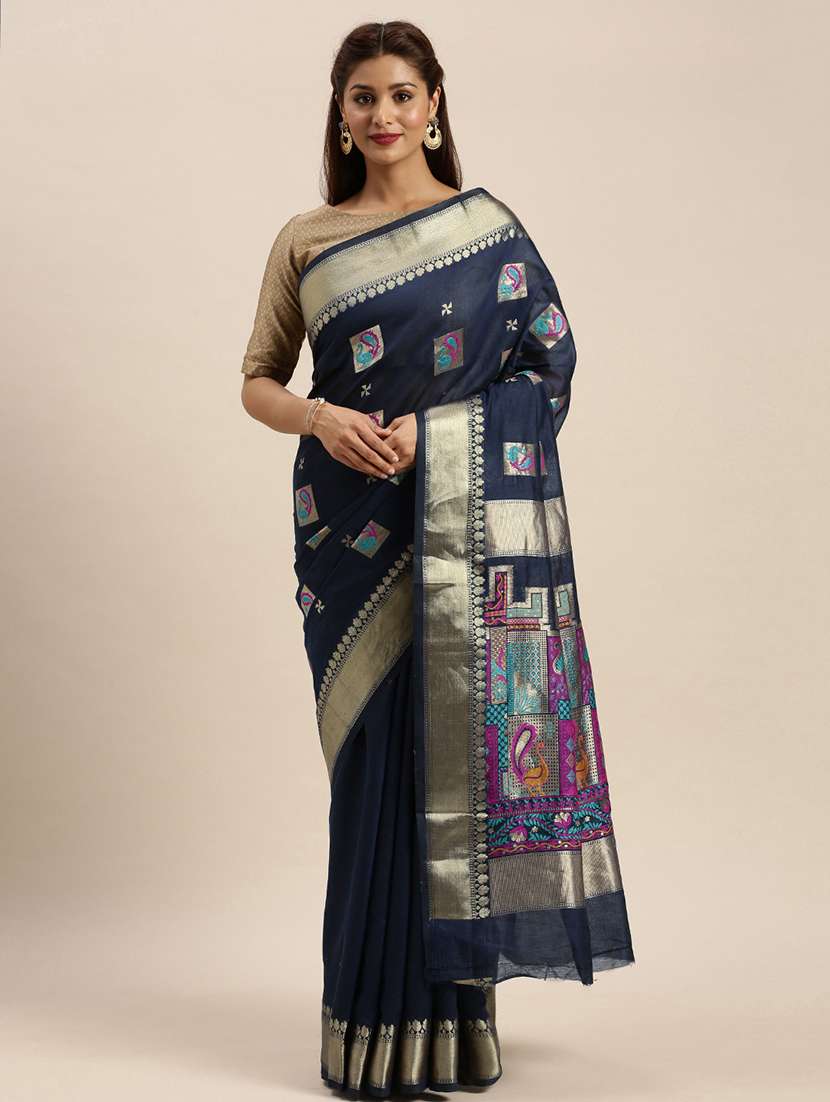 zari work woven saree