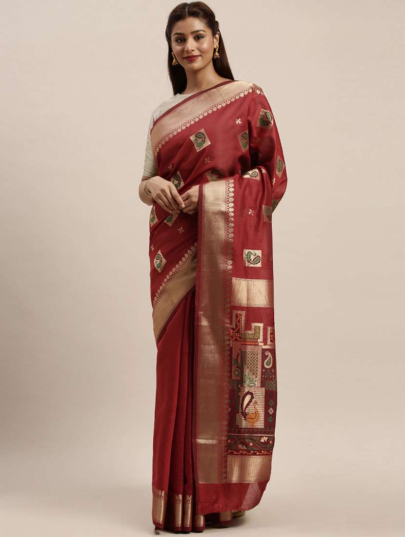 zari work woven saree