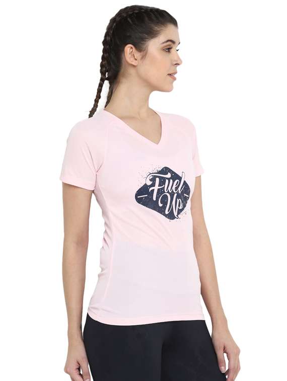 women's chest print v neck t-shirt - 17757195 -  Standard Image - 1