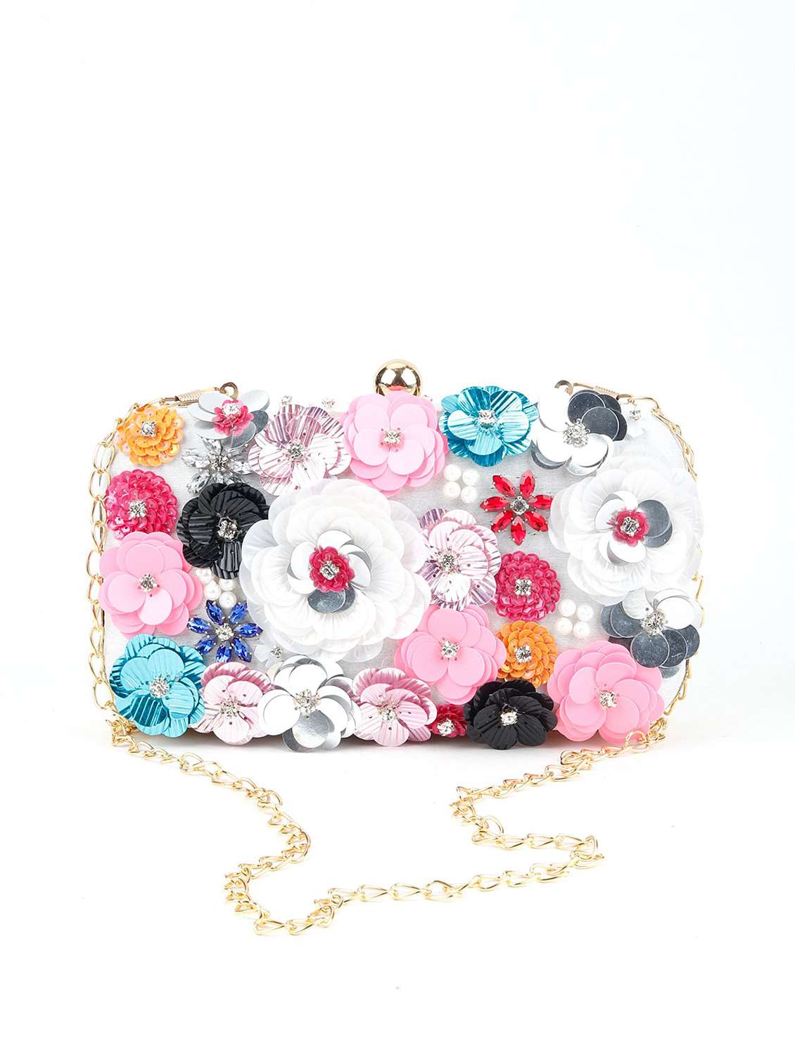 multi colored polyester regular clutch