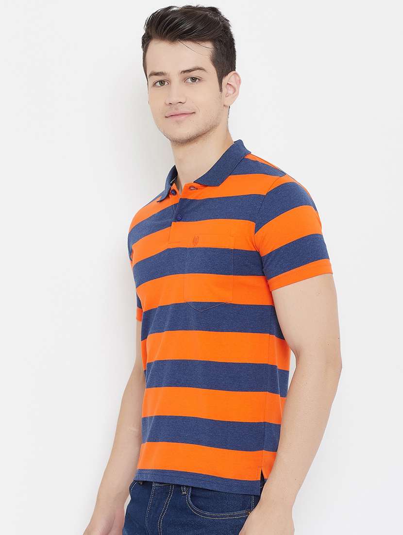 orange striped polo t-shirt - 17757544 -  Standard Image - 1